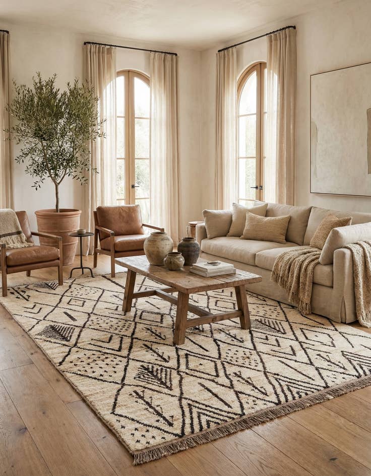 Detail image of 6' 10 x 9' 3  Hand Knotted Moroccan Wool Rug