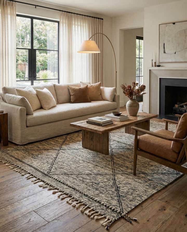 7' x 10' 3 Hand Knotted Moroccan Wool Rug