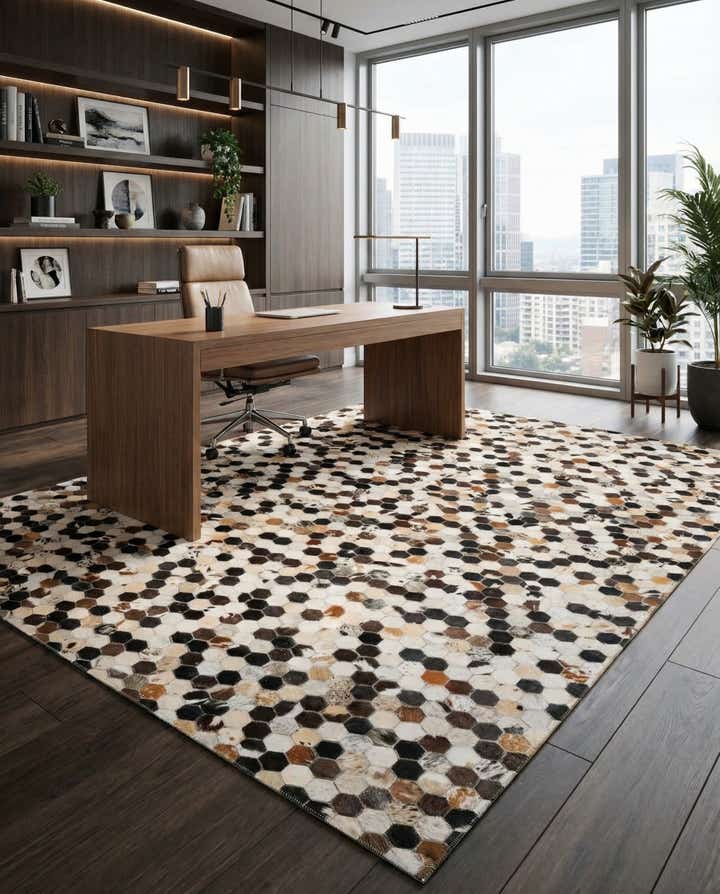 5' x 7' 9 Cowhide Leather Rug