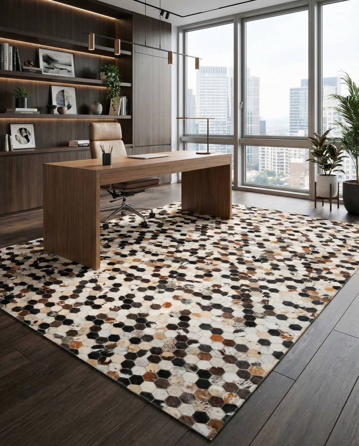 Detail image of 5' x 7' 9 Cowhide Leather Rug