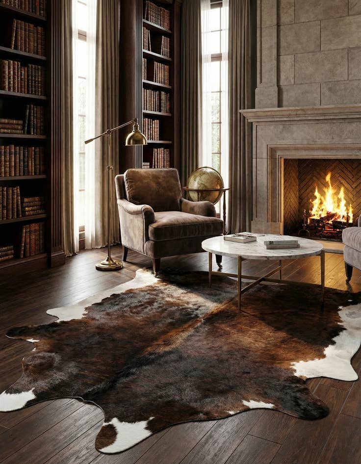 Detail image of 6' 5 x 7' 1 Cowhide Leather Rug