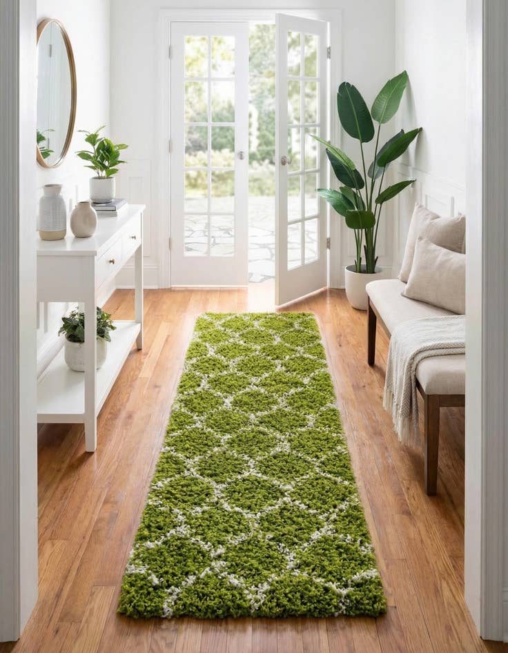 Detail image of 2' 7 x 12' Trellis Shag Runner Rug