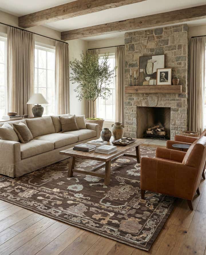10' 4 x 14' 10 Hand Knotted Oushak Wool Rug