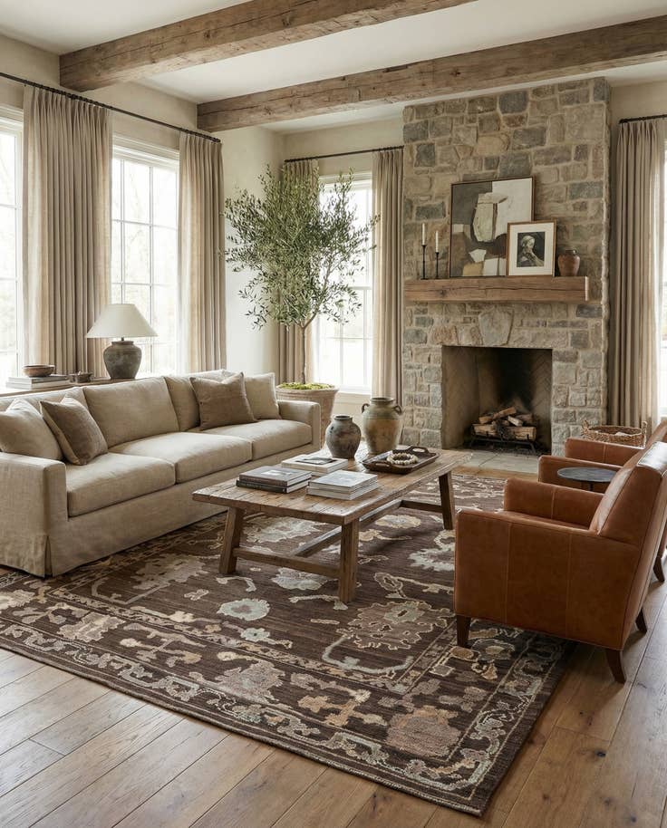 Detail image of 10' 4 x 14' 10 Hand Knotted Oushak Wool Rug