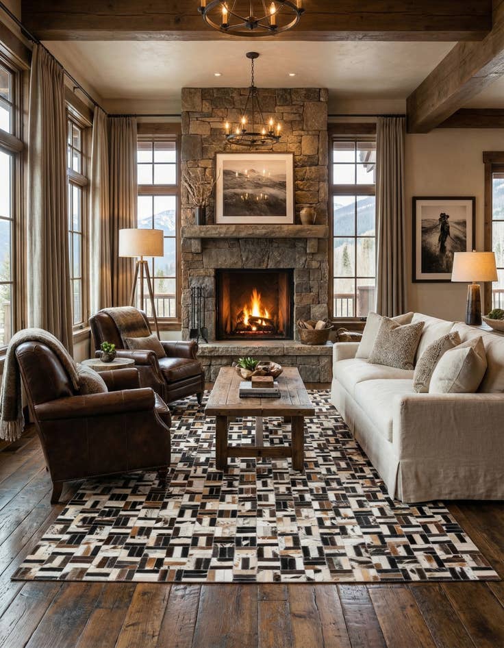 Detail image of  5' x 8' Cowhide Leather Rug