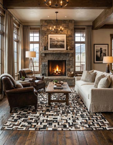 5' x 8' Cowhide Leather Rug