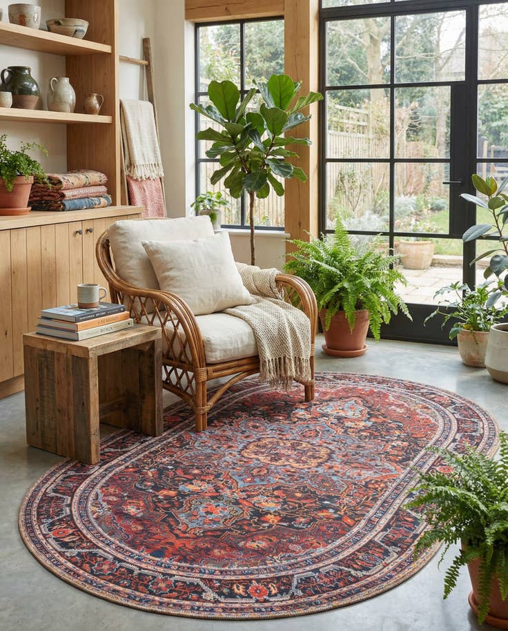 Detail image of 5' x 8' Washable Timeless Oval Rug