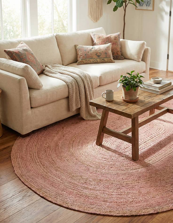 Detail image of 8' x 10'  Hand Braided Jute Oval Rug