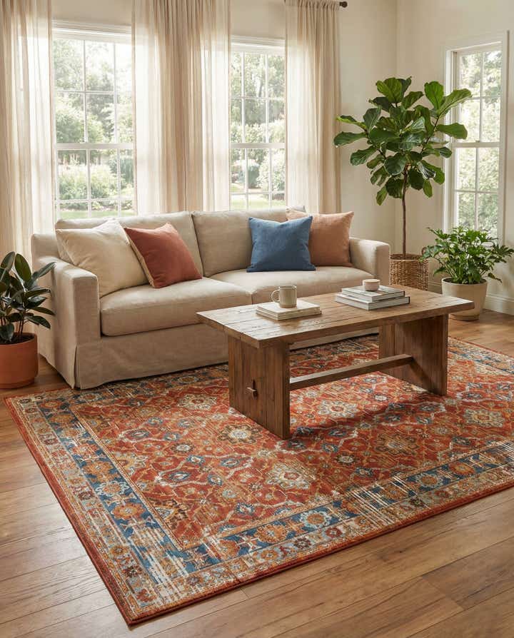 6' x 9' Easy-Clean Traditional Indoor / Outdoor Rug