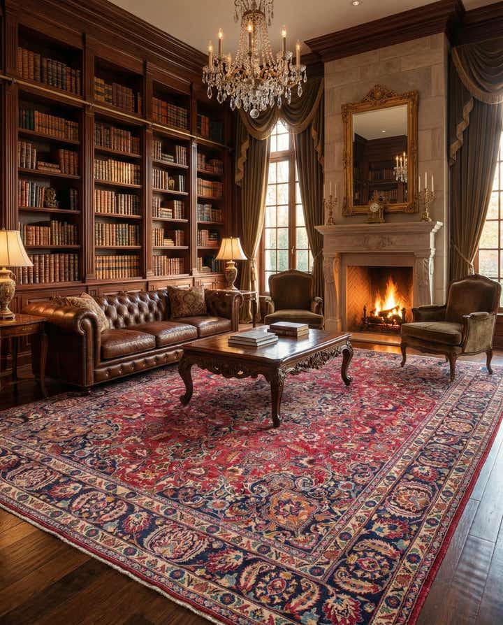 9' 8 x 13' Hand Knotted Mashad Persian Wool Rug