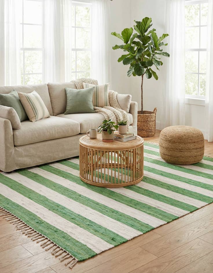 Detail image of  9' x 12'  Hand Woven Chindi Rag Rug