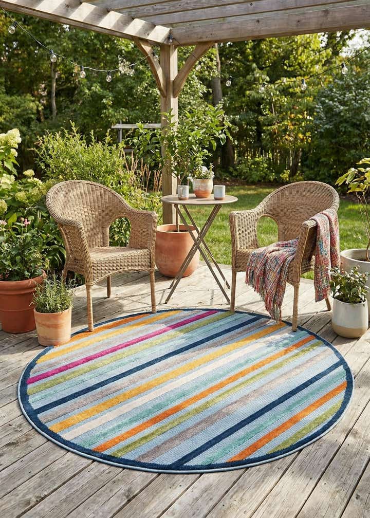 5' 3 x 5' 3 Easy-Clean Aruba Indoor / Outdoor Round Rug