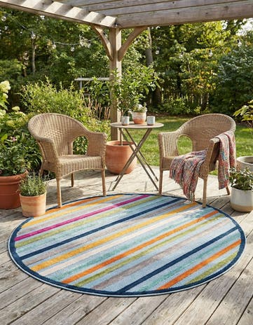 5' 3 x 5' 3 Easy-Clean Aruba Indoor / Outdoor Round Rug