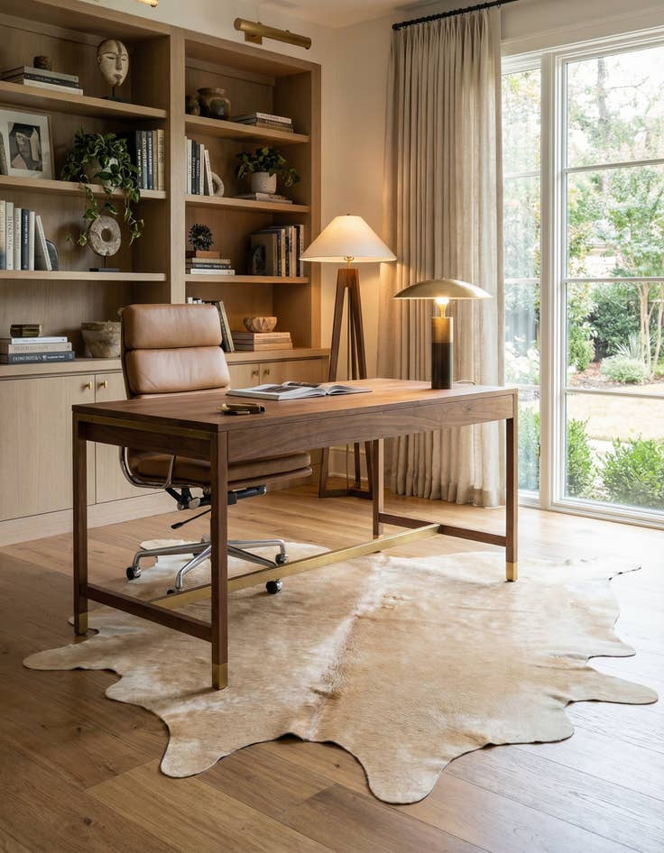 Detail image of 6' 2 x 6' 8 Cowhide Leather Square Rug