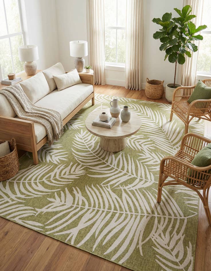 Detail image of 10' x 13' Easy-Clean Botanical Indoor / Outdoor Rug
