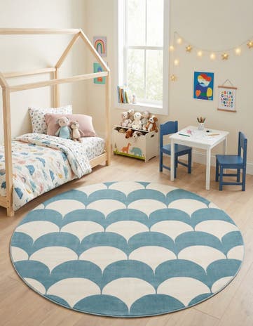Sky blue Whimsy Kids Round Rug
