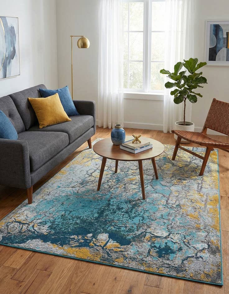 Detail image of 5' x 8'  Washable Modern Indoor / Outdoor Rug