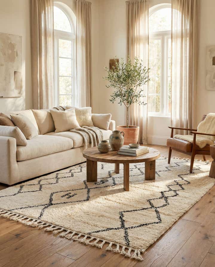5' x 7' 7 Hand Knotted Moroccan Wool Rug