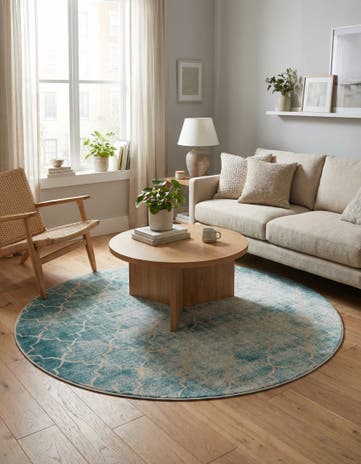 Jill Zarin Teal Uptown Lincoln Center Round Rug
