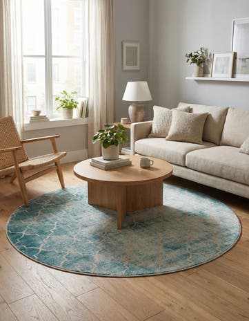 Jill Zarin Teal Uptown Lincoln Center Round Rug