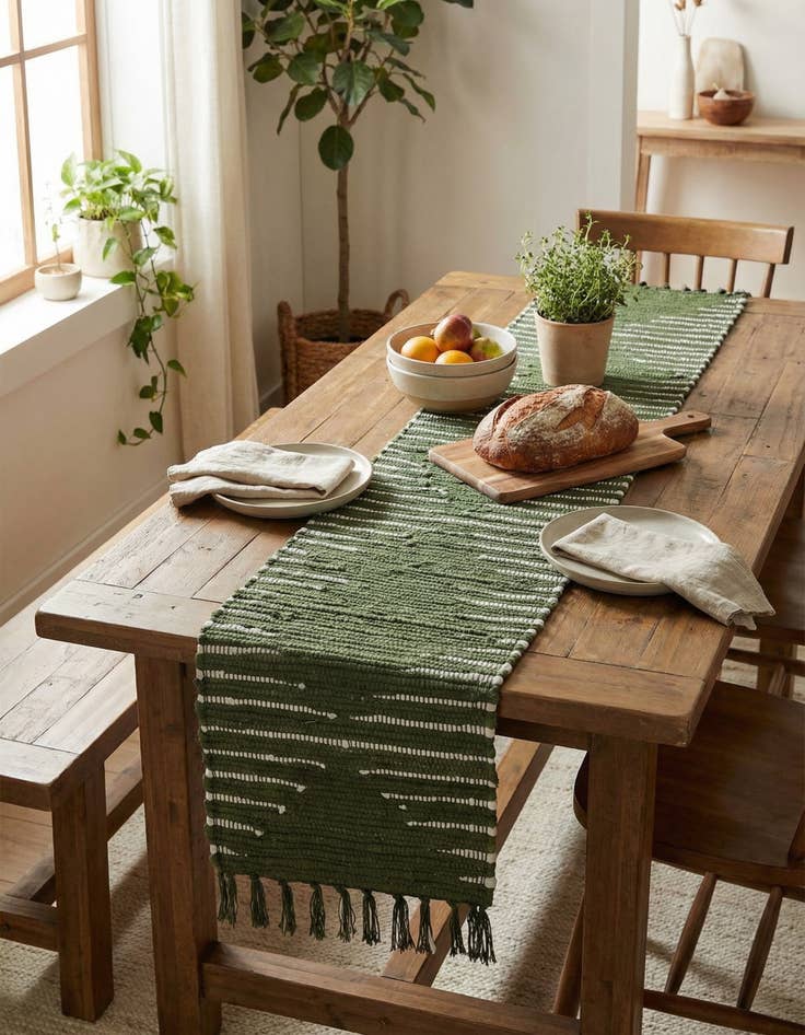 Detail image of  1' 2 x 4' 1  Hand Woven Chindi Cotton Table Runner Rug