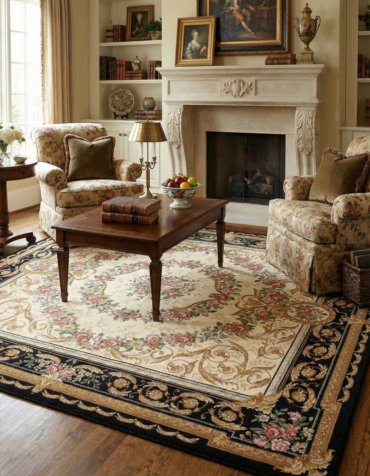 Detail image of 7' 10 x 7' 10 Easy-Clean Traditional Indoor / Outdoor Square Rug
