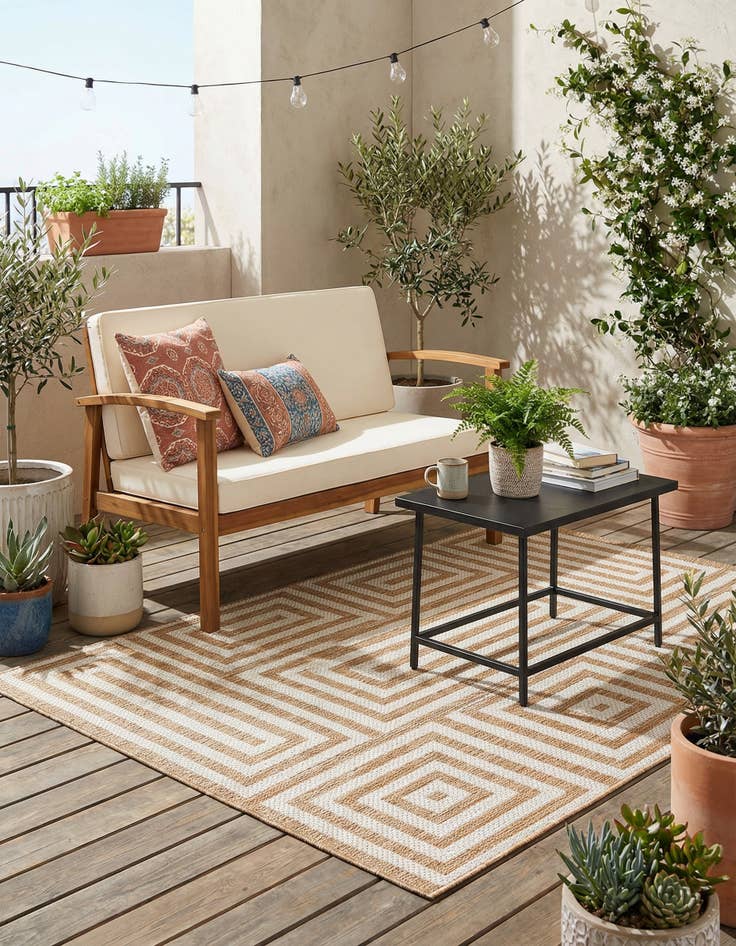 Detail image of 4' x 6'  Washable Modern Indoor / Outdoor Rug