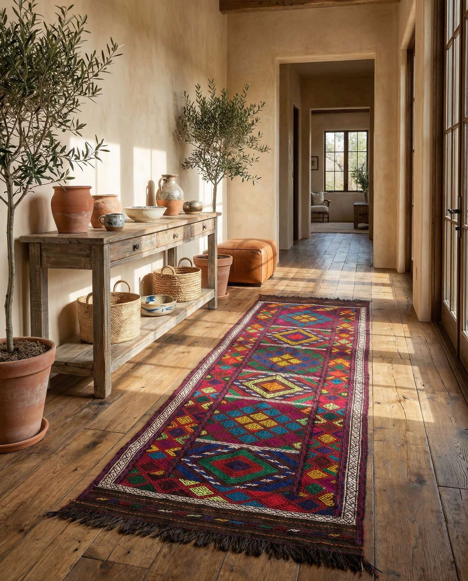 2' 2 x 8' Hand Woven Kilim Fars Wool Runner Rug