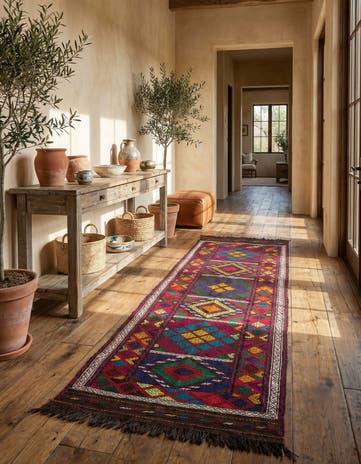 2' 2 x 8' Hand Woven Kilim Fars Wool Runner Rug