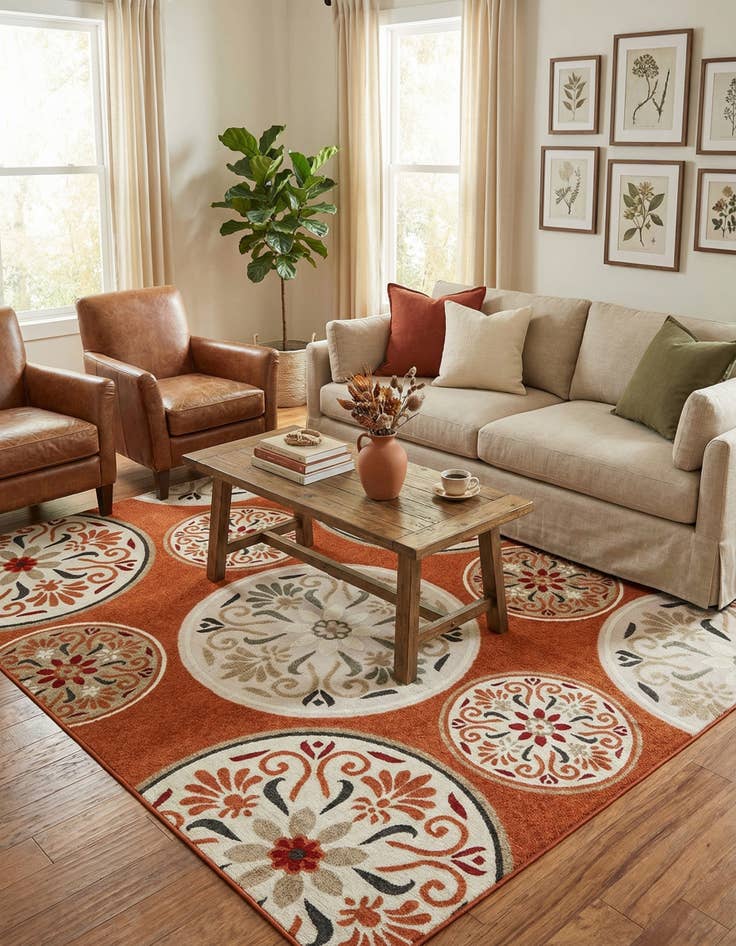 Detail image of 8' x 10'  Washable Modern Indoor / Outdoor Rug