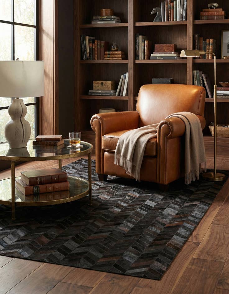 Detail image of 5' 2 x 8' Cowhide Leather Rug