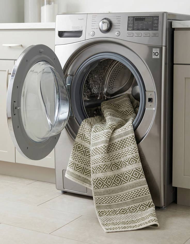 Detail image of 2' x 6'  Washable Striped Indoor / Outdoor Runner Rug