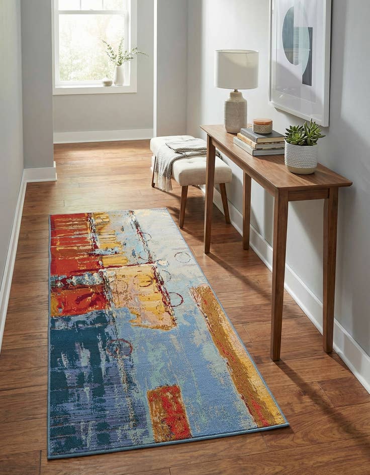 Detail image of 2' 7 x 5' 3  Washable Modern Indoor / Outdoor Runner Rug