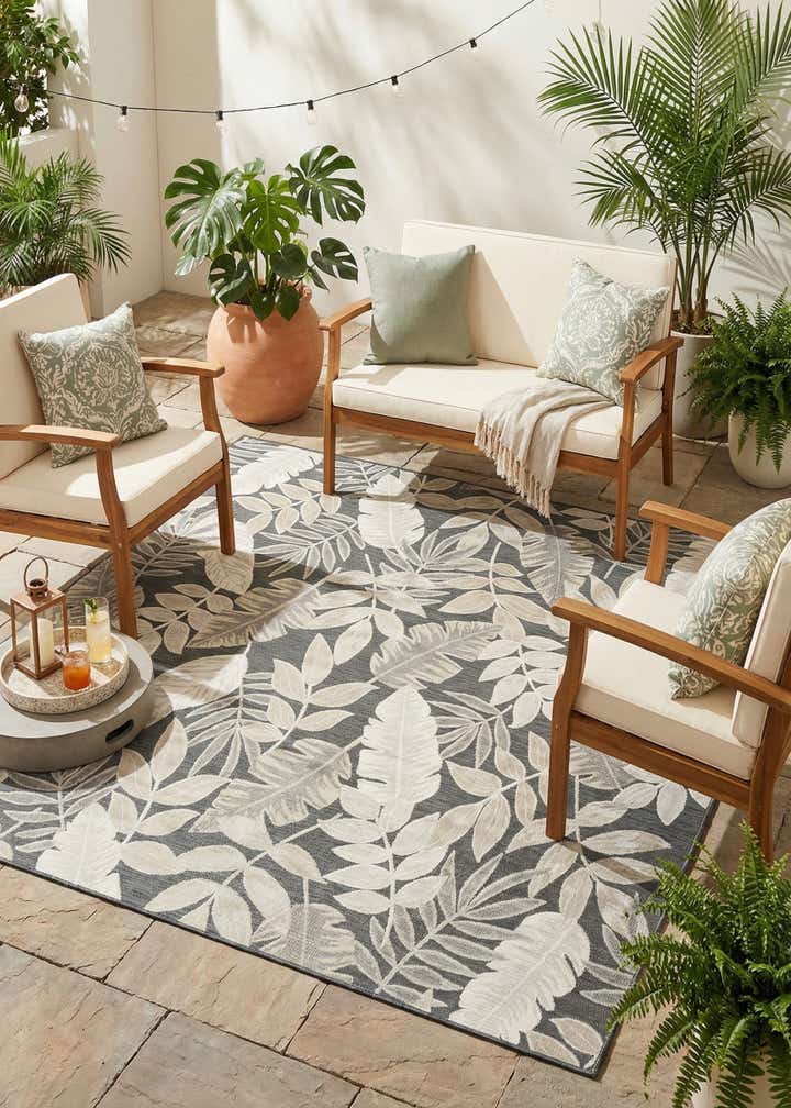 8' 2 x 8' 2 Easy-Clean Botanical Indoor / Outdoor Square Rug