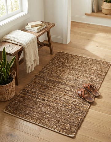 Sepia Brown Hand Woven Palm Beach Jute Rug