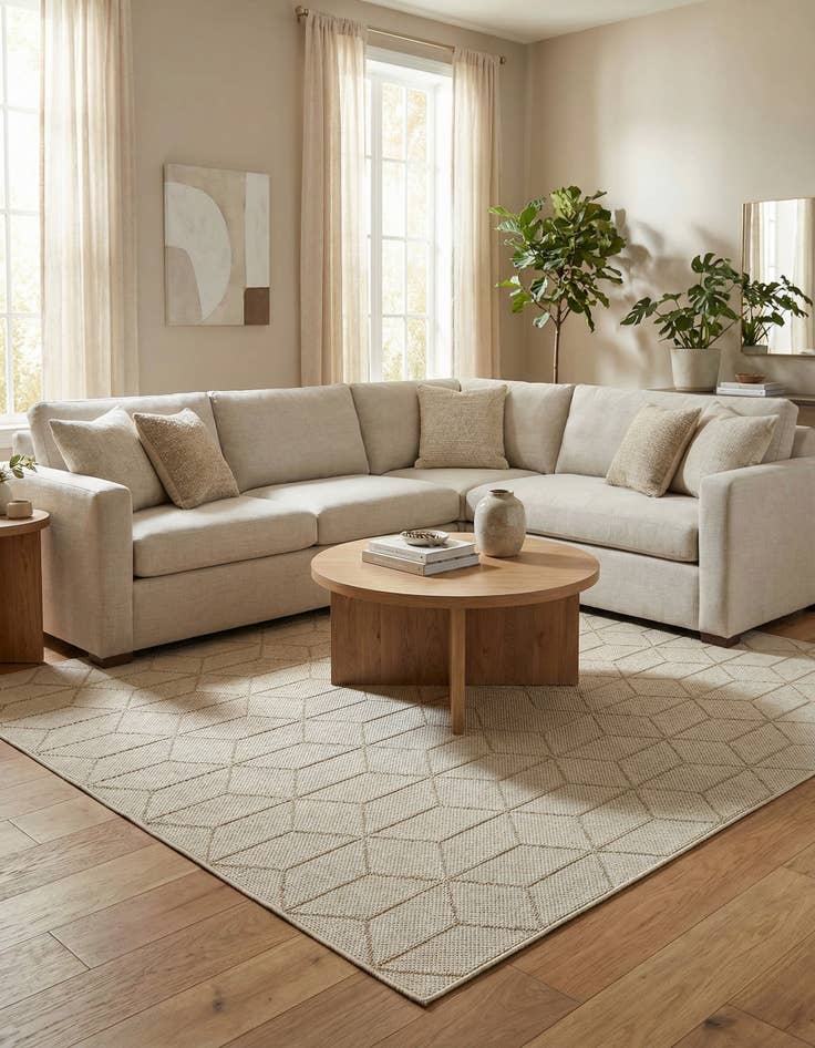 Detail image of 7' 10 x 7' 10 Easy-Clean Trellis Indoor / Outdoor Square Rug