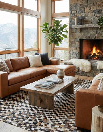 5' 1 x 8' Cowhide Leather Rug