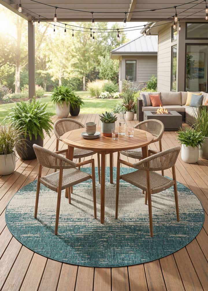 10' 8 x 10' 8 Easy-Clean Modern Indoor / Outdoor Round Rug