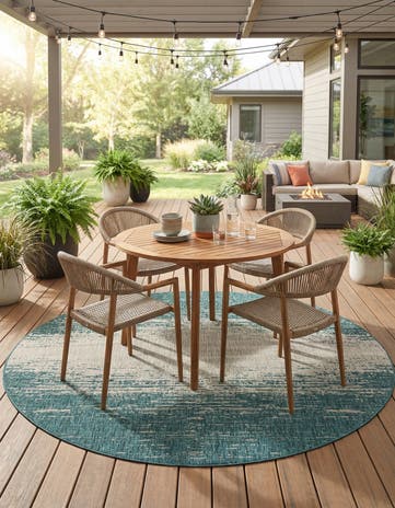 10' 8 x 10' 8 Easy-Clean Modern Indoor / Outdoor Round Rug