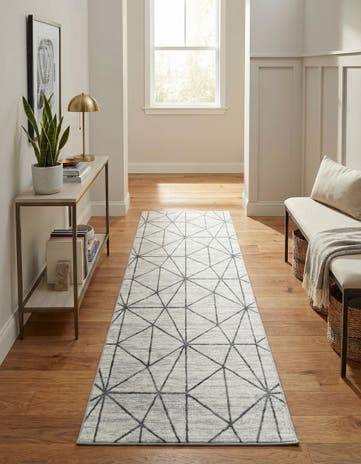 White Lattice Trellis Runner Rug