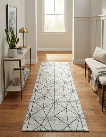 White Lattice Trellis Runner Rug
