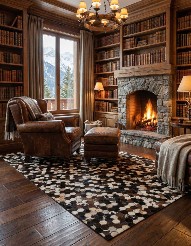 Detail image of 5' 2 x 8' Cowhide - Patchwork Rug