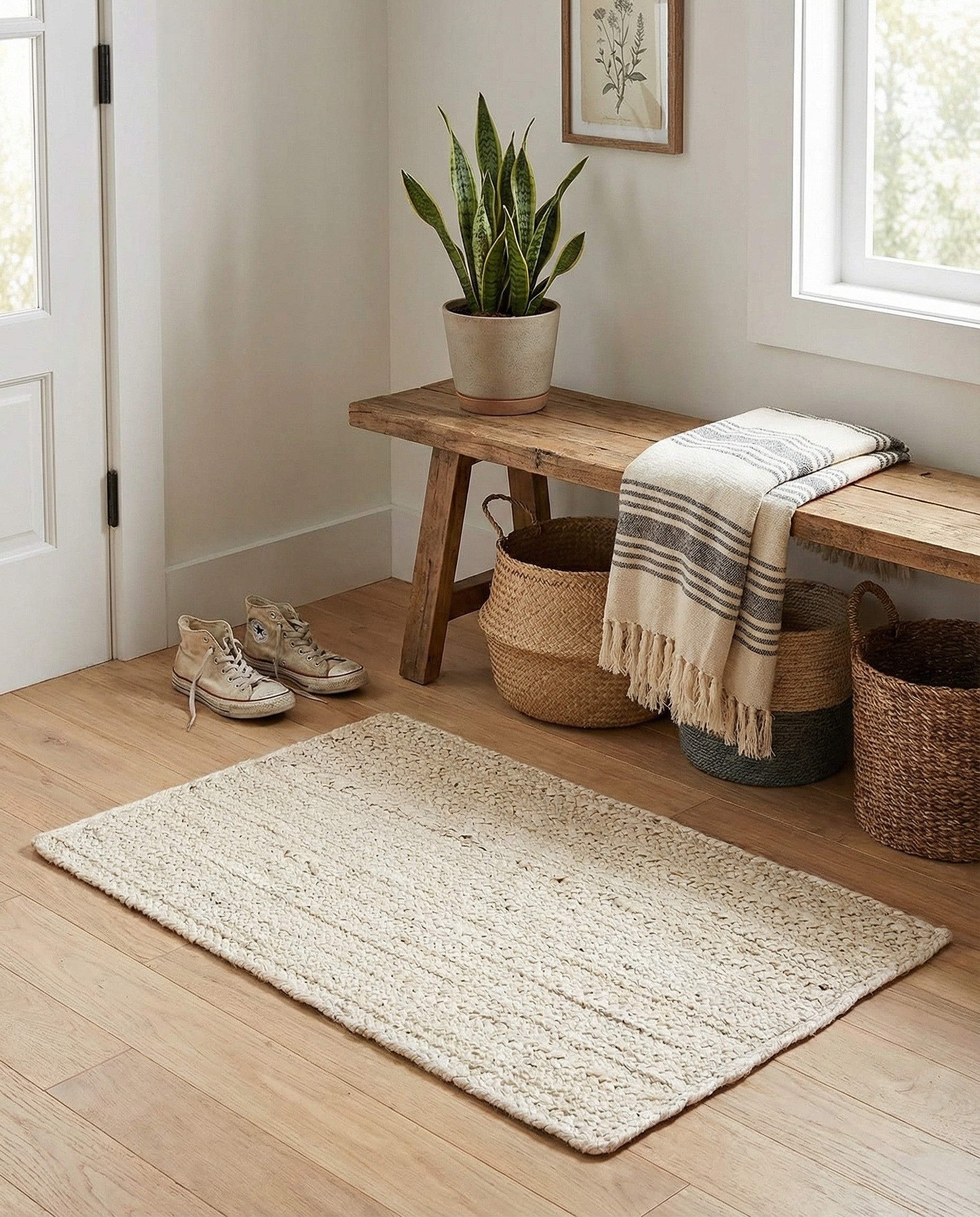  2' x 3' 1  Hand Braided Jute Rug