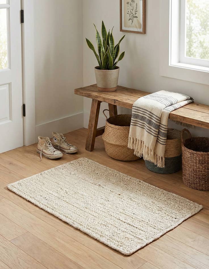 Detail image of  2' x 3' 1  Hand Braided Jute Rug