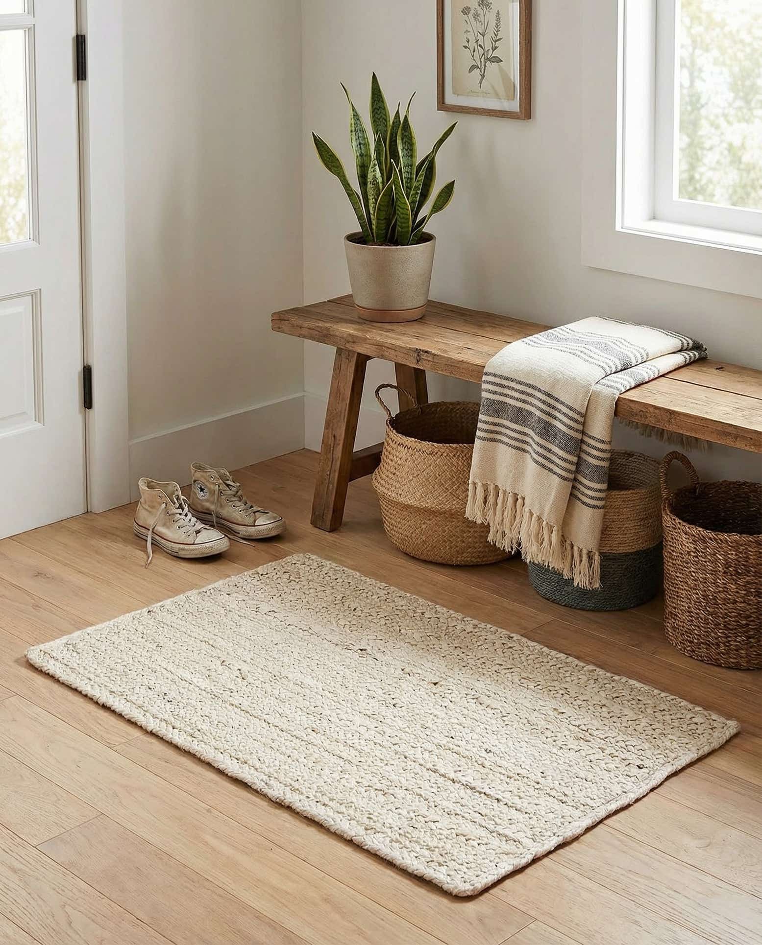 2' x 3' 1 Handmade Braided Jute Rug