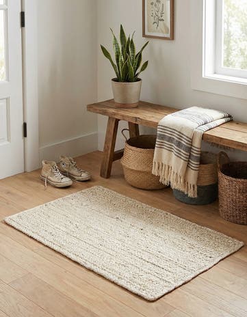 2' x 3' 1 Handmade Braided Jute Rug