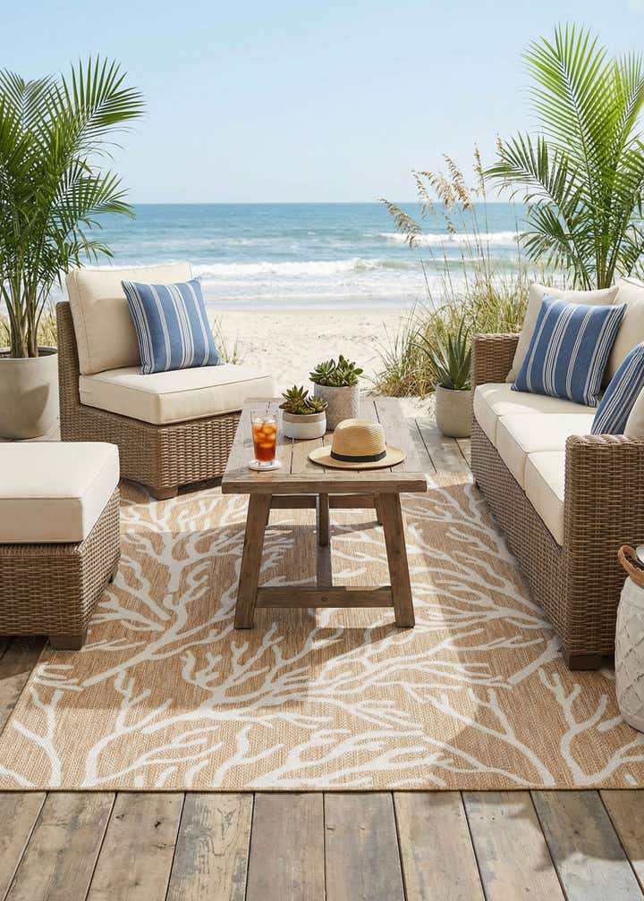 5' 3 x 8' Easy-Clean Coastal Indoor / Outdoor Rug