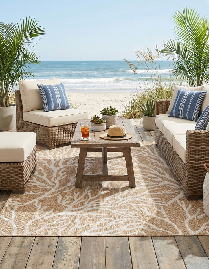 5' 3 x 8' Easy-Clean Coastal Indoor / Outdoo...