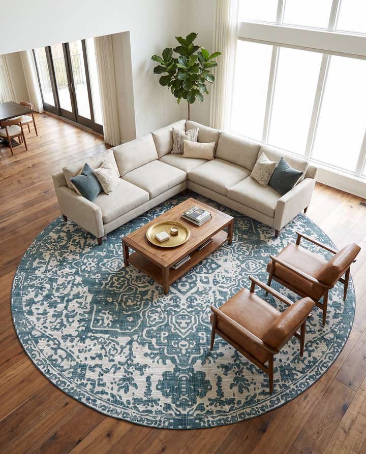 13' x 13' Easy-Clean Jill Zarin Dubai Indoor / Outdoor Round Rug