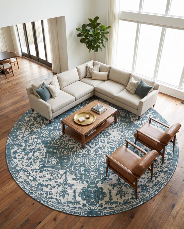 Detail image of 13' x 13' Easy-Clean Jill Zarin Dubai Indoor / Outdoor Round Rug